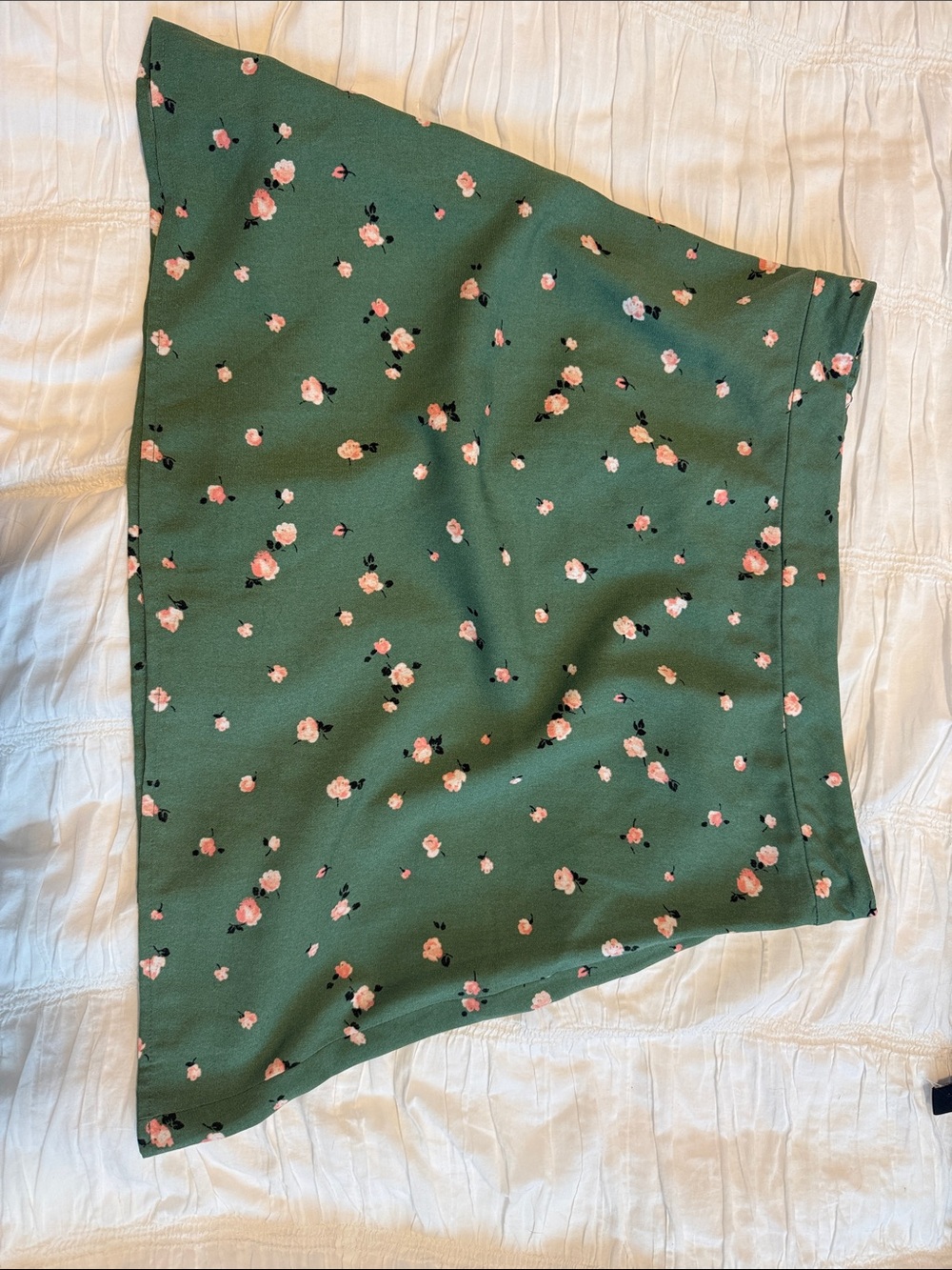 bp Green A-Line Mini Skirt with Pink Floral Print